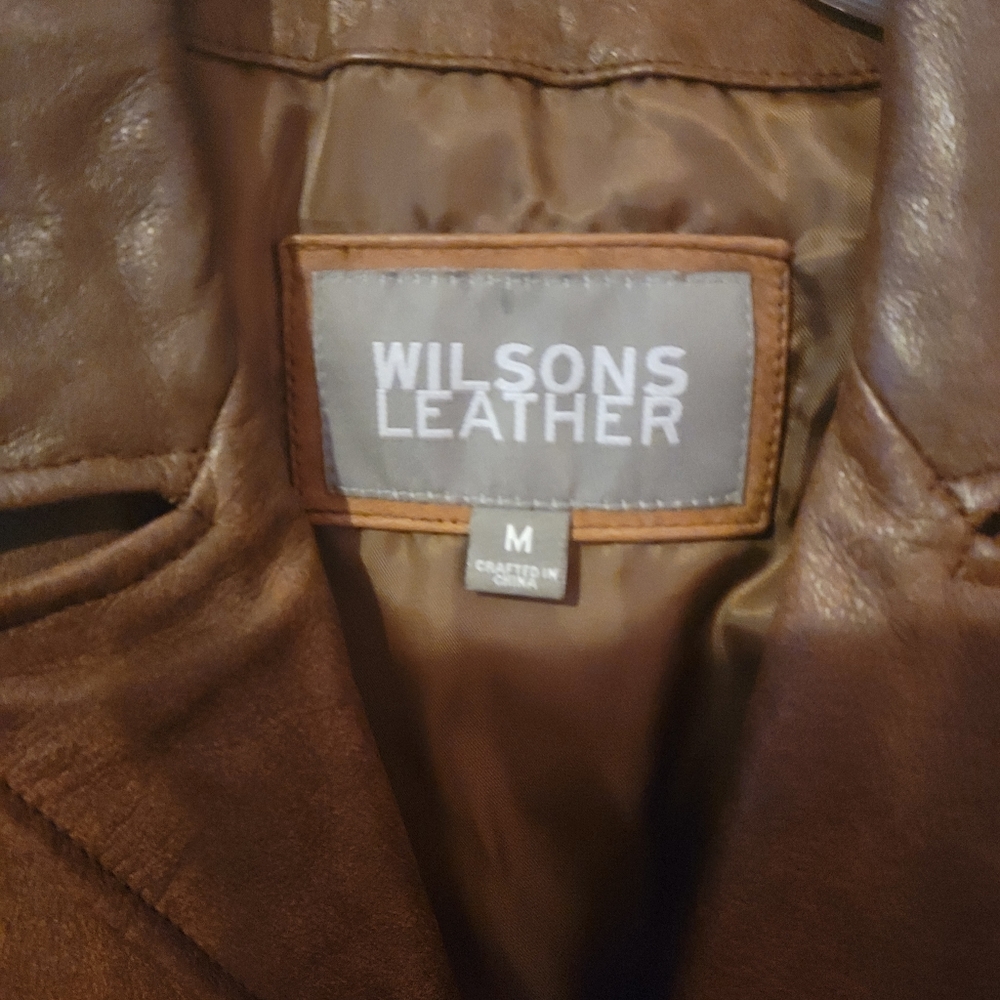 Wilson's Leather Brown Coat 100% Leather Medium Worn Once - Picture 2 of 8